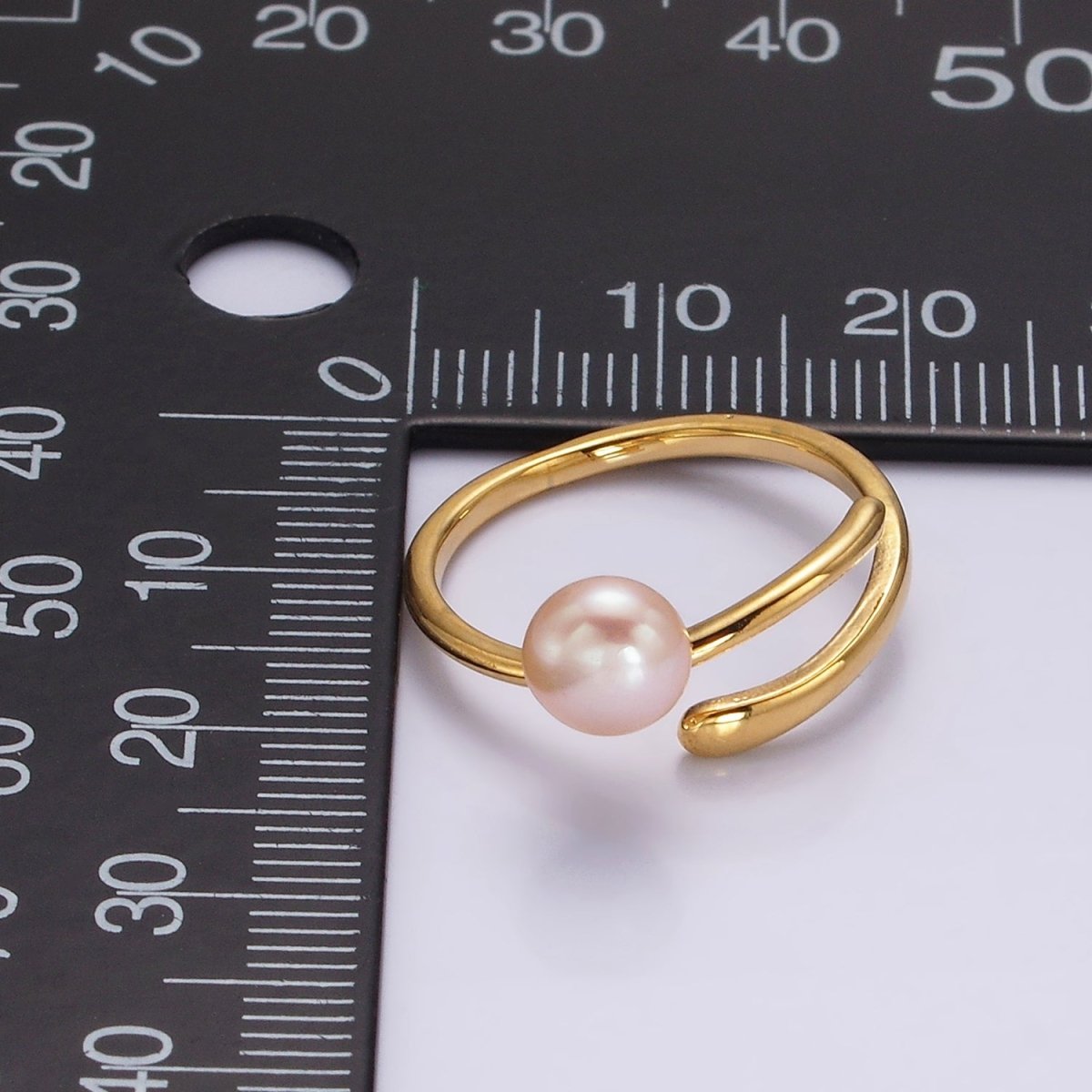14K Gold Filled White, Pink Pearl Wrap Open Band Minimalist Ring in Silver &amp; Gold | O676 - O679