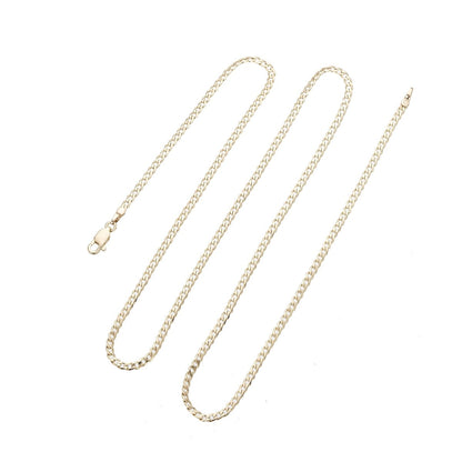 14K Gold Plated - 23.5 Inches Curb Chain Necklace - 2mm Curb Necklace w/ Lobster Clasps | CN-262  Clearance Pricing