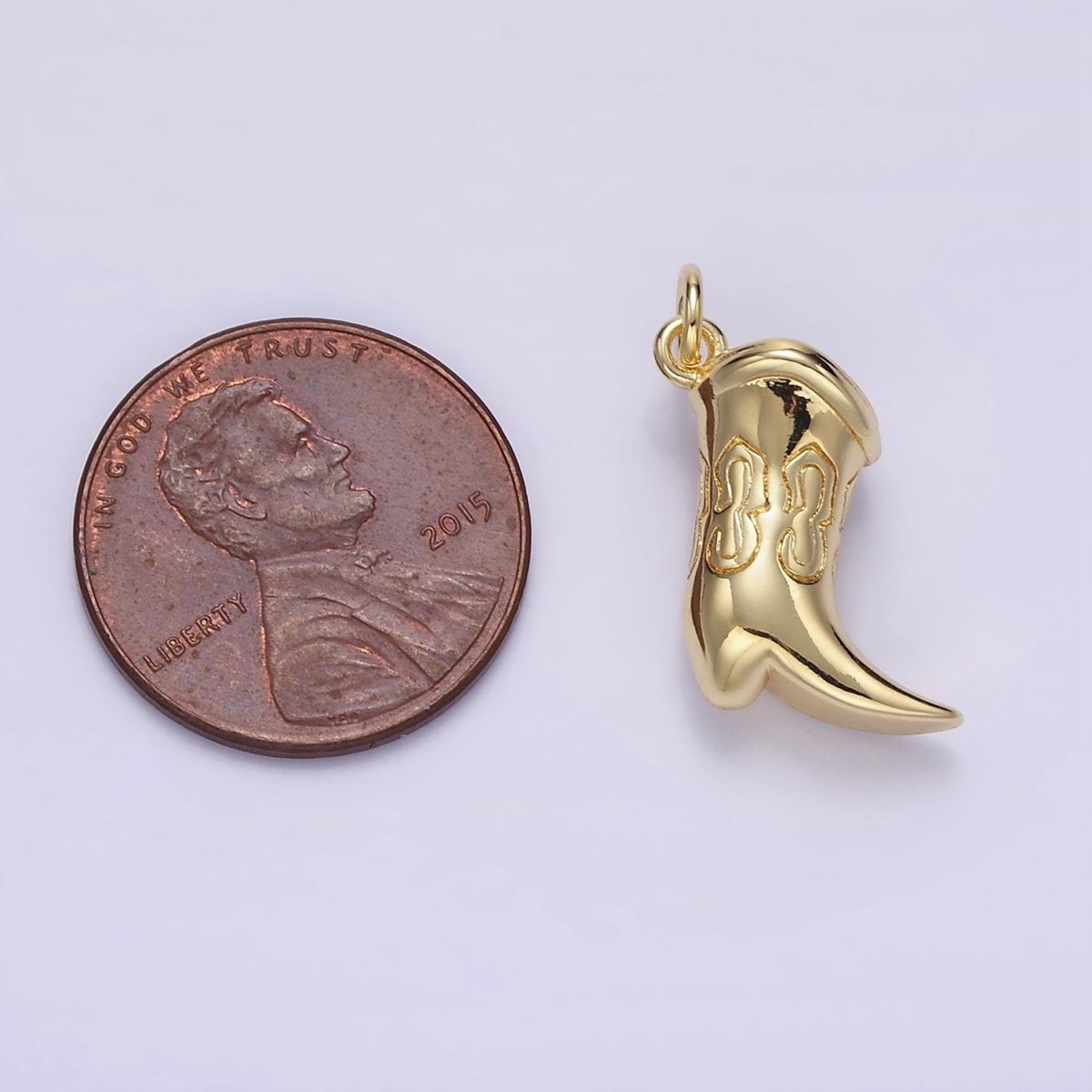 14K Golf Filled Engraved Chubby Cowboy Boot Charm in Gold &amp; Silver | D416