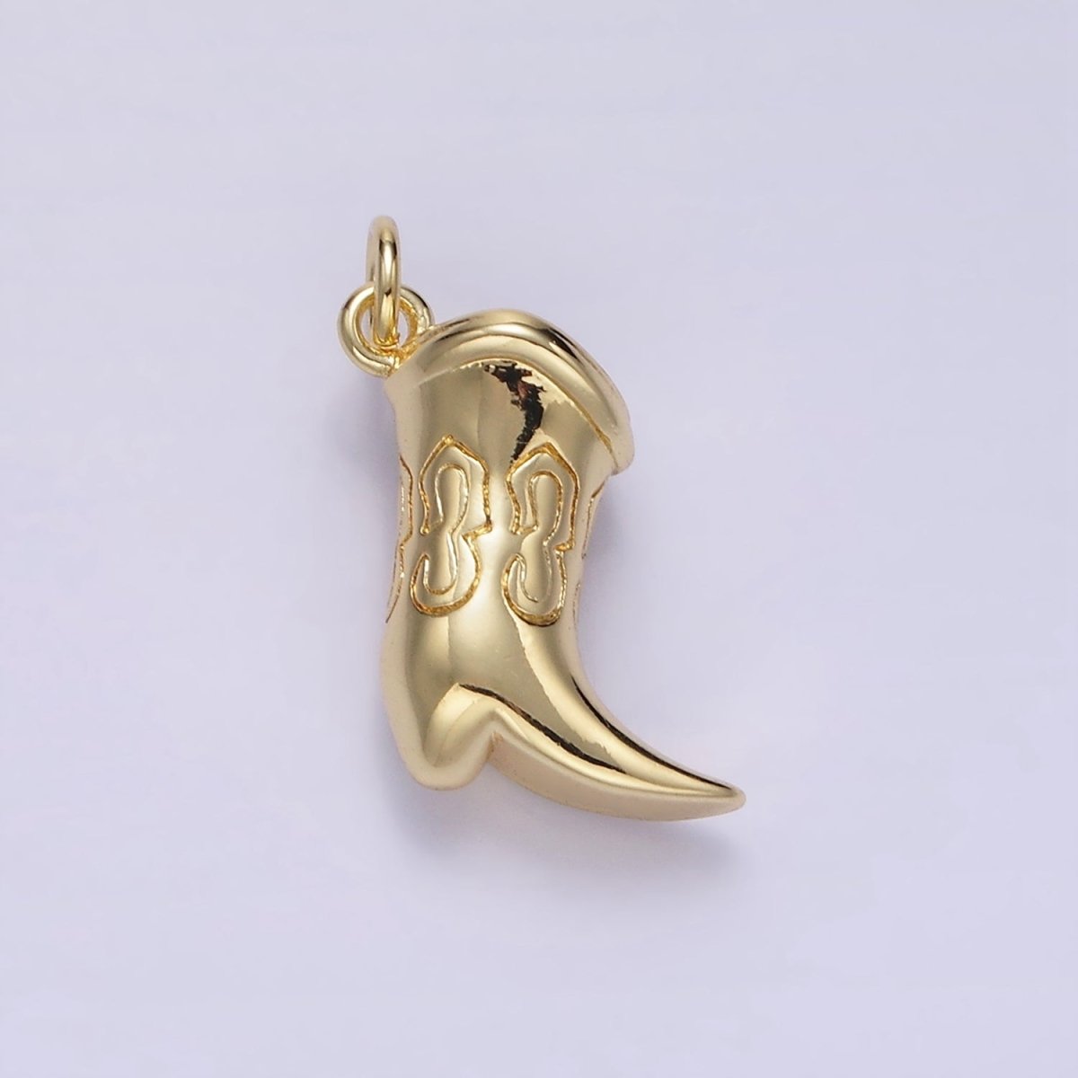 14K Golf Filled Engraved Chubby Cowboy Boot Charm in Gold &amp; Silver | D416