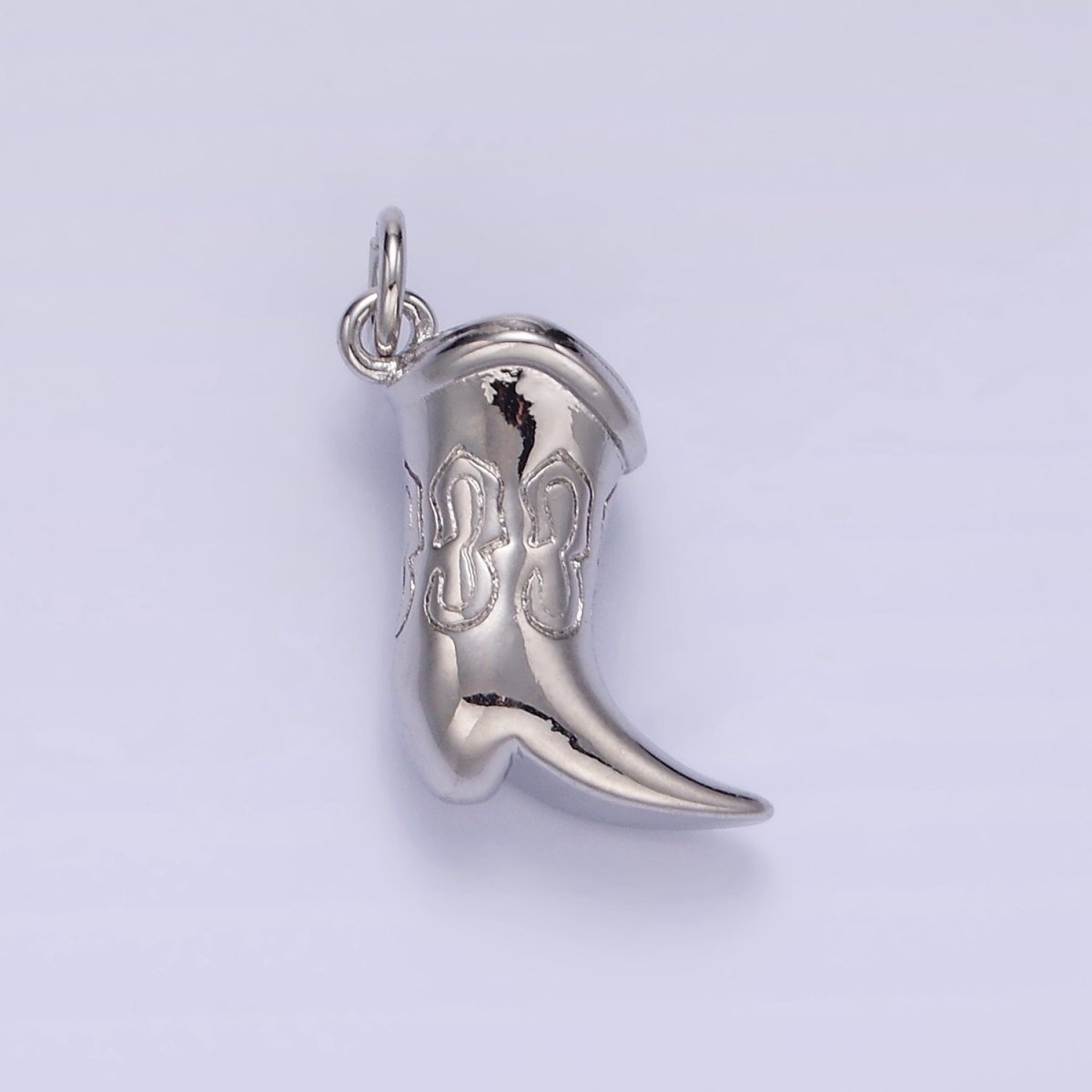 14K Golf Filled Engraved Chubby Cowboy Boot Charm in Gold &amp; Silver | D416