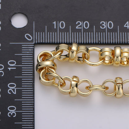 OS 14K Link Round Double Eternity Chain By Yard, Gold Filled Fancy Chain, Wholesale Bulk Roll Chain Jewelry Making, 9.5mm Designed Rolo Chain | ROLL-302 Clearance Pricing