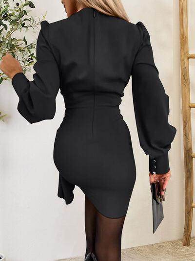 Surplice Lantern Sleeve Mini Dress for Stylish Occasions