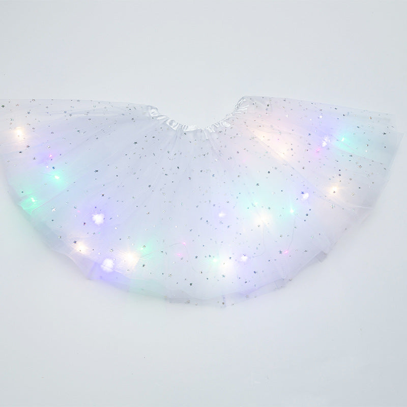 Magical &amp; Luminous  LED Princess Halloween Tutu Skirt Sequins Shiny Skirt