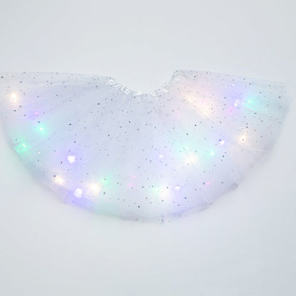 Magical &amp; Luminous  LED Princess Halloween Tutu Skirt Sequins Shiny Skirt