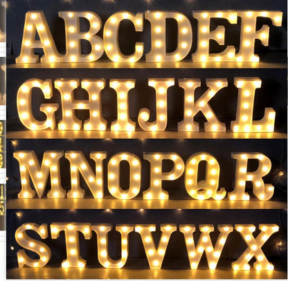 Luminous LED Letter Number Night Light English Alphabet Number Battery Lamp Romantic Wedding Christmas Party Decoration