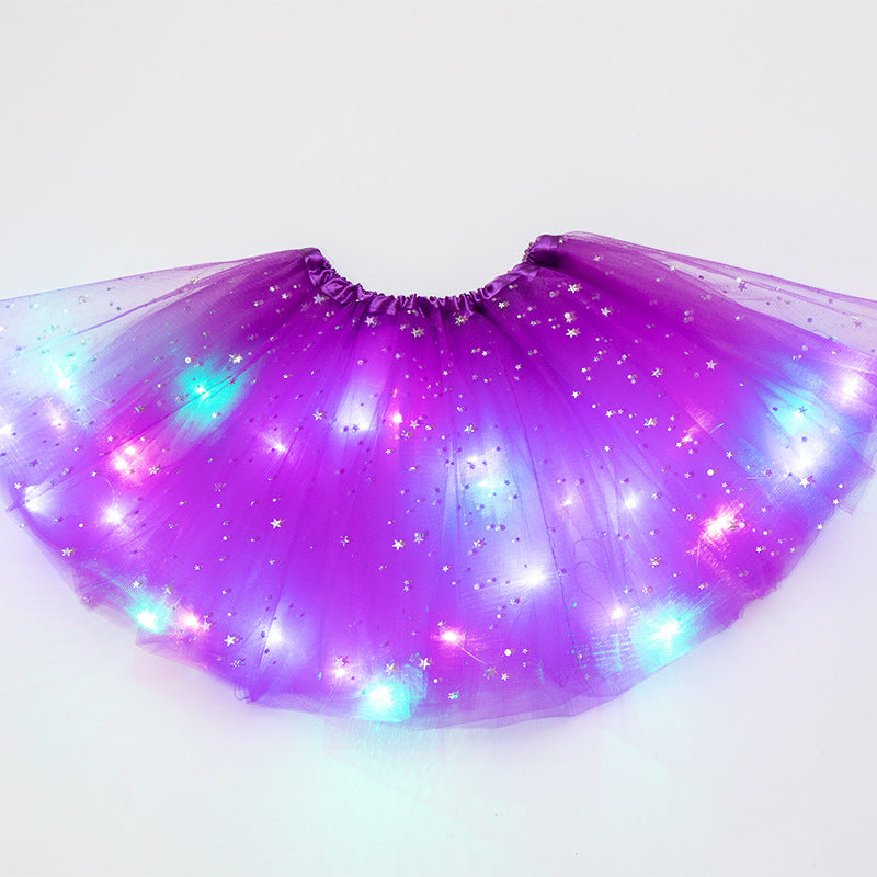 Magical &amp; Luminous  LED Princess Halloween Tutu Skirt Sequins Shiny Skirt