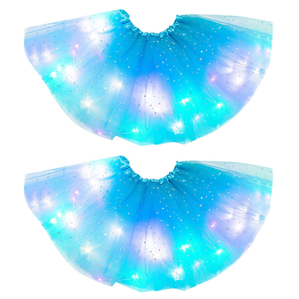 Magical &amp; Luminous  LED Princess Halloween Tutu Skirt Sequins Shiny Skirt