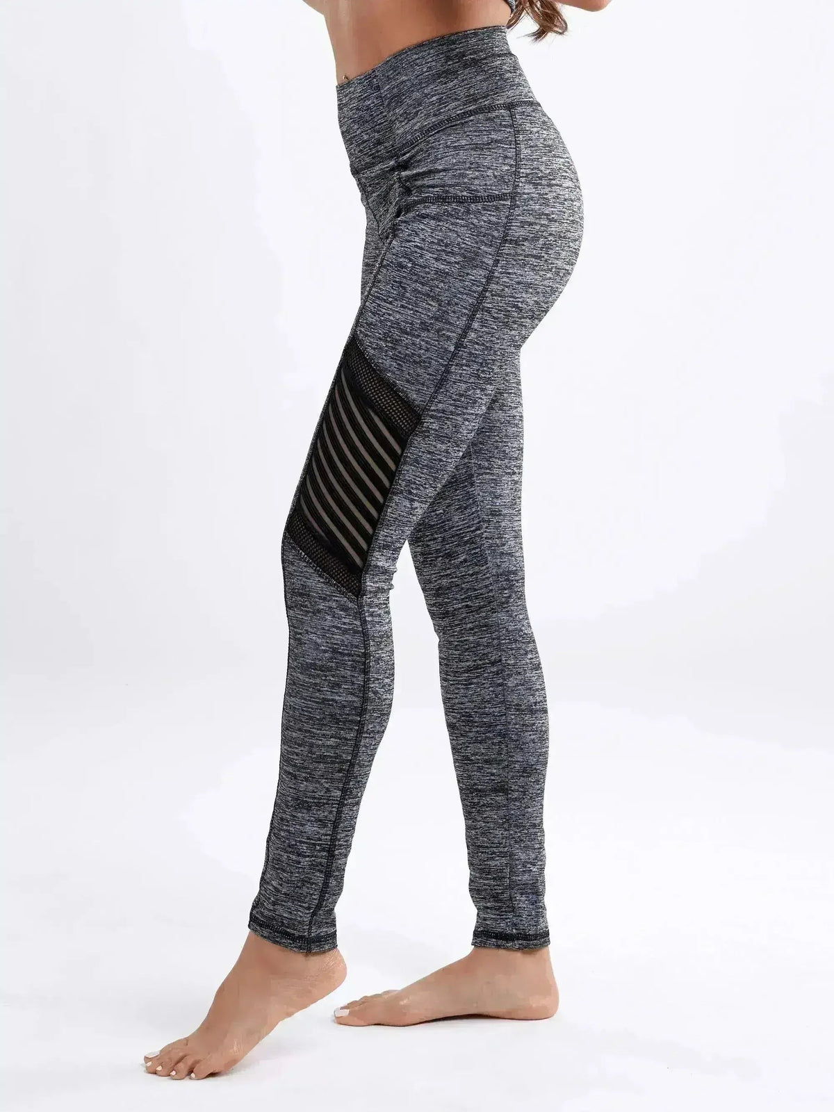 High-Waisted Pilates Leggings with Side Pockets &amp; Mesh Panels