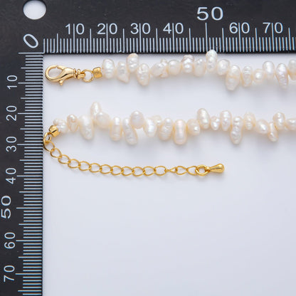 16K Gold Filled 16mm Freshwater Pearl Baroque 16 Inch Chain Necklace w. Extender | WA-03800