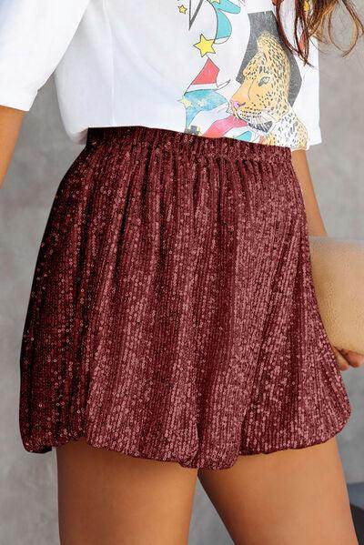 Stylish Sequin Elastic Waist Shorts for Women Fashion