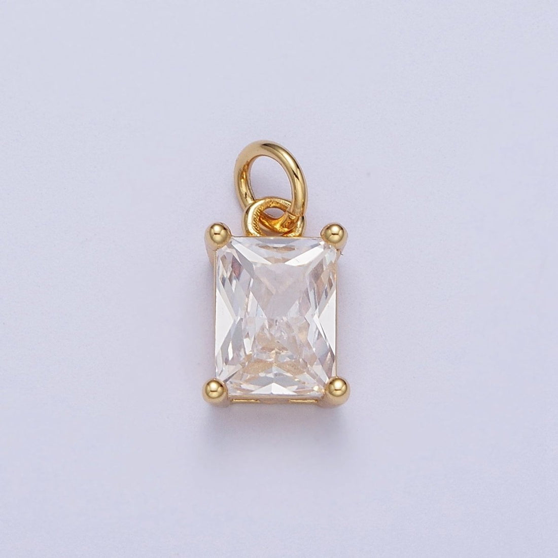 14K Gold Filled 15mm, 17mm Clear Baguette Cubic Zirconia Charm in Gold &amp; Silver | C-420 AG-364, C-243