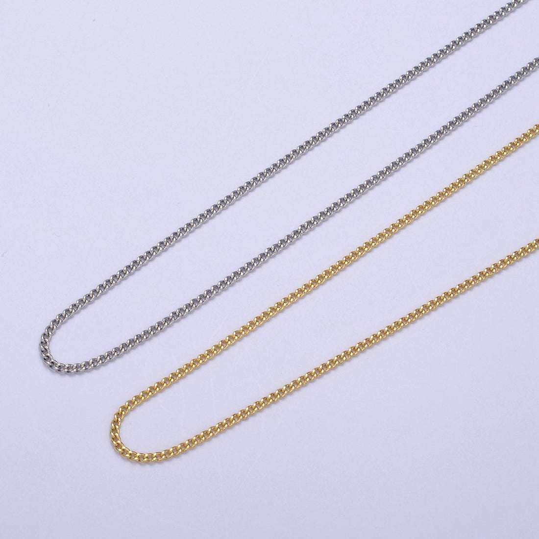 1.5mm Dainty Curb Chain 18 Inch Layering Necklace w. Extender in Silver &amp; Gold | WA-435 WA-730 Clearance Pricing