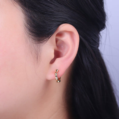 15mm Gold Bamboo Hoop Earring for Everyday Jewelry Q-083