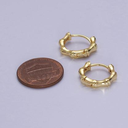15mm Gold Bamboo Hoop Earring for Everyday Jewelry Q-083