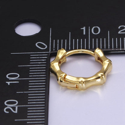 15mm Gold Bamboo Hoop Earring for Everyday Jewelry Q-083