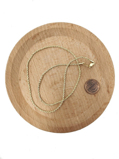 1.5mm Rope Chain Necklace - 14K Gold Plated Necklace Chain - 17.7 Inches Rope Necklace w/Lobster Clasps | CN-562  Clearance Pricing