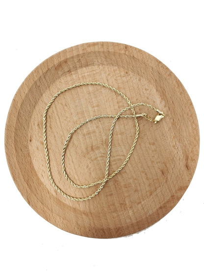 1.5mm Rope Chain Necklace - 14K Gold Plated Necklace Chain - 17.7 Inches Rope Necklace w/Lobster Clasps | CN-562  Clearance Pricing