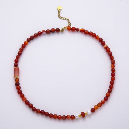 Stainless Steel 8mm Round Bead Gemstone 16 inch Necklace w 2 Inch Extender | WA-04460 ~ WA-04465