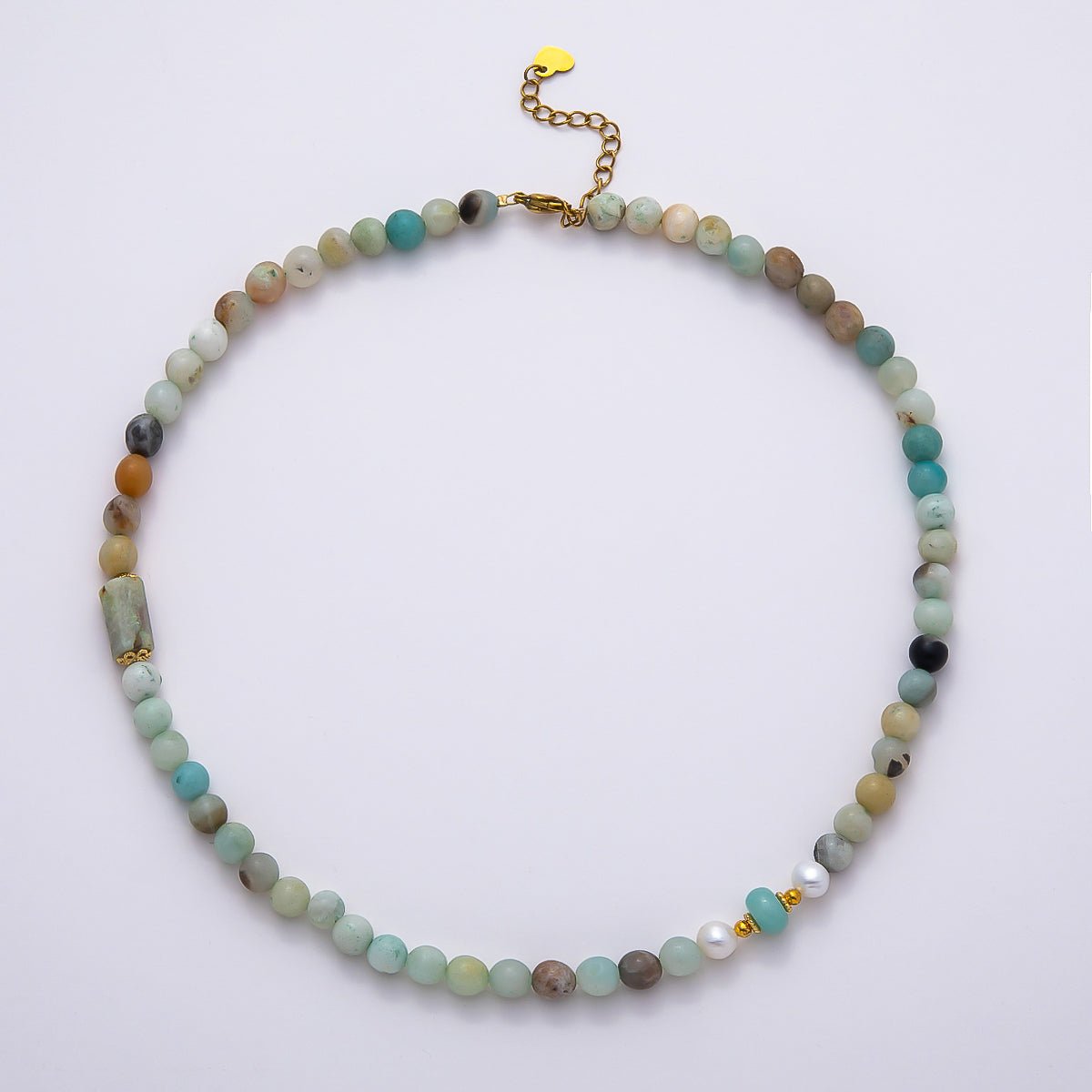 Stainless Steel 8mm Round Bead Gemstone 16 inch Necklace w 2 Inch Extender | WA-04460 ~ WA-04465