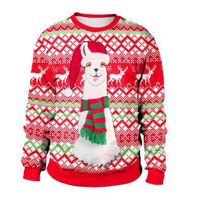 Ugly Christmas Sweater, Santa Elf Print, Pullover