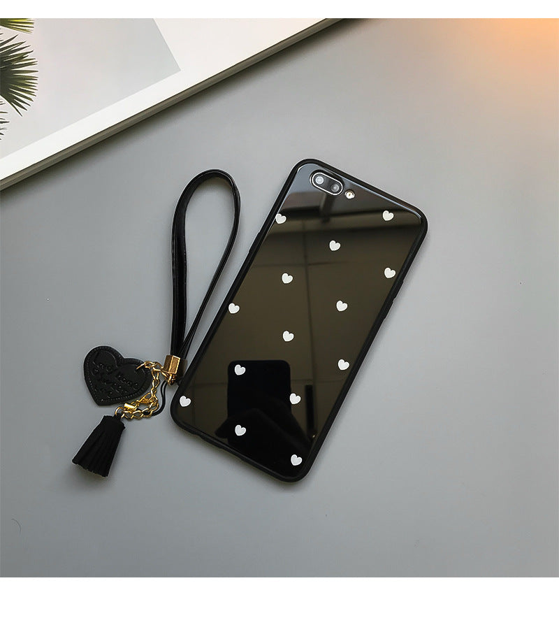 Apple Love Dot Glass Phone Case with Lanyard