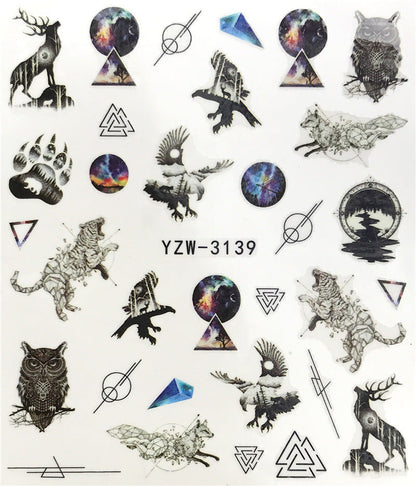 Horror Halloween Nail Sticker Maple Leaf Seahorse Water Sticker