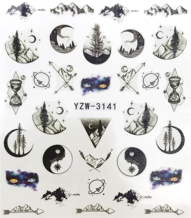 Horror Halloween Nail Sticker Maple Leaf Seahorse Water Sticker