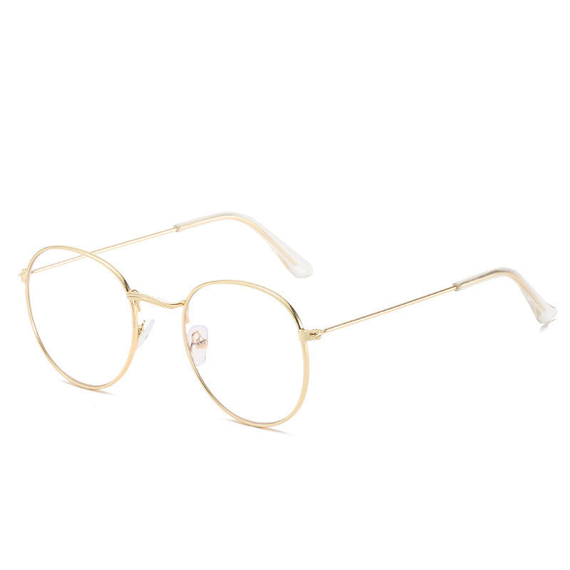 Metal Retro Patterned Glasses Frame Literary Harajuku Round Frame Mirror