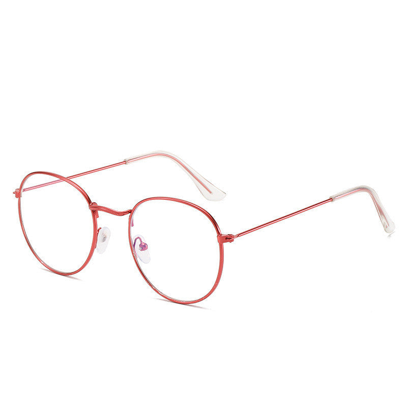 Metal Retro Patterned Glasses Frame Literary Harajuku Round Frame Mirror
