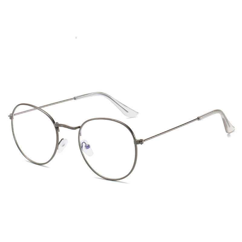 Metal Retro Patterned Glasses Frame Literary Harajuku Round Frame Mirror