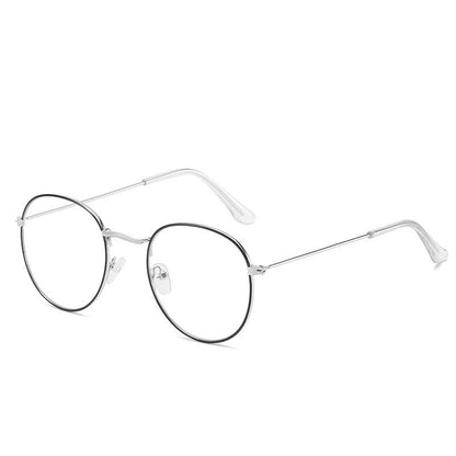 Metal Retro Patterned Glasses Frame Literary Harajuku Round Frame Mirror