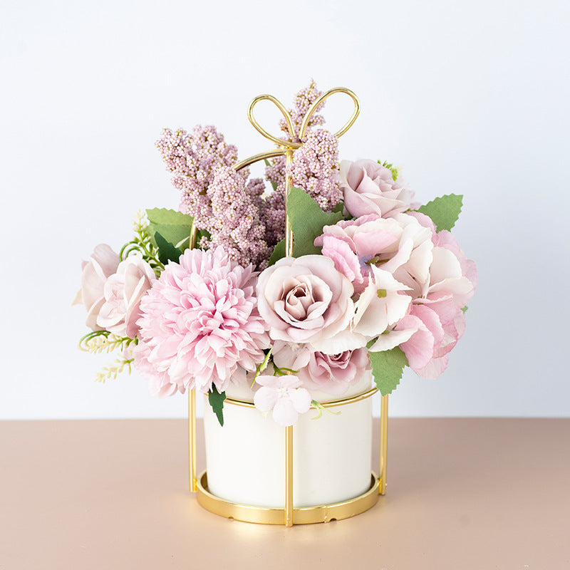 Small Potted Dried Flower Bouquet Decor