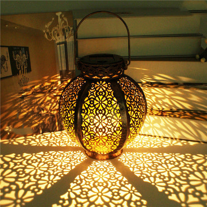 Cross-Border E-Commerce New Solar Wrought Iron Hanging Lamp Outdoor Garden Lamp Waterproof Villa Decoration Chandelier Landscape Lantern