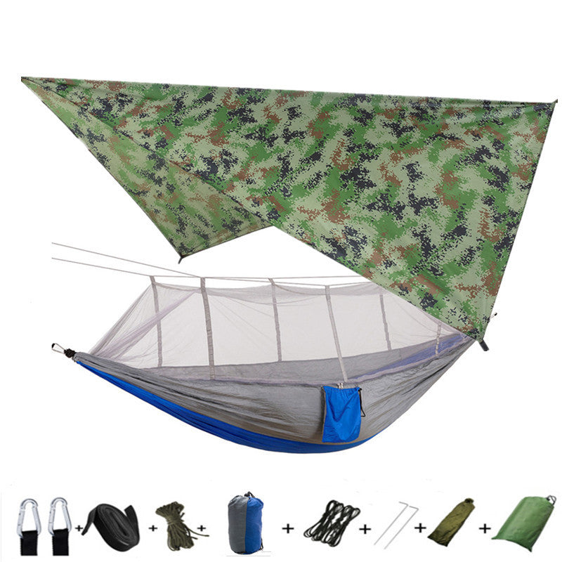 Portable Parachute Hammock with Mosquito Net - Army Green