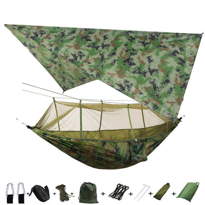 Portable Parachute Hammock with Mosquito Net - Army Green