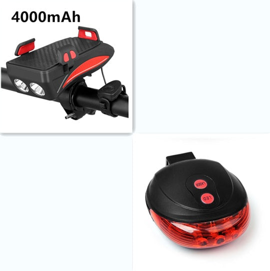 Bike Phone Holder with Charger, Bell, and Light
