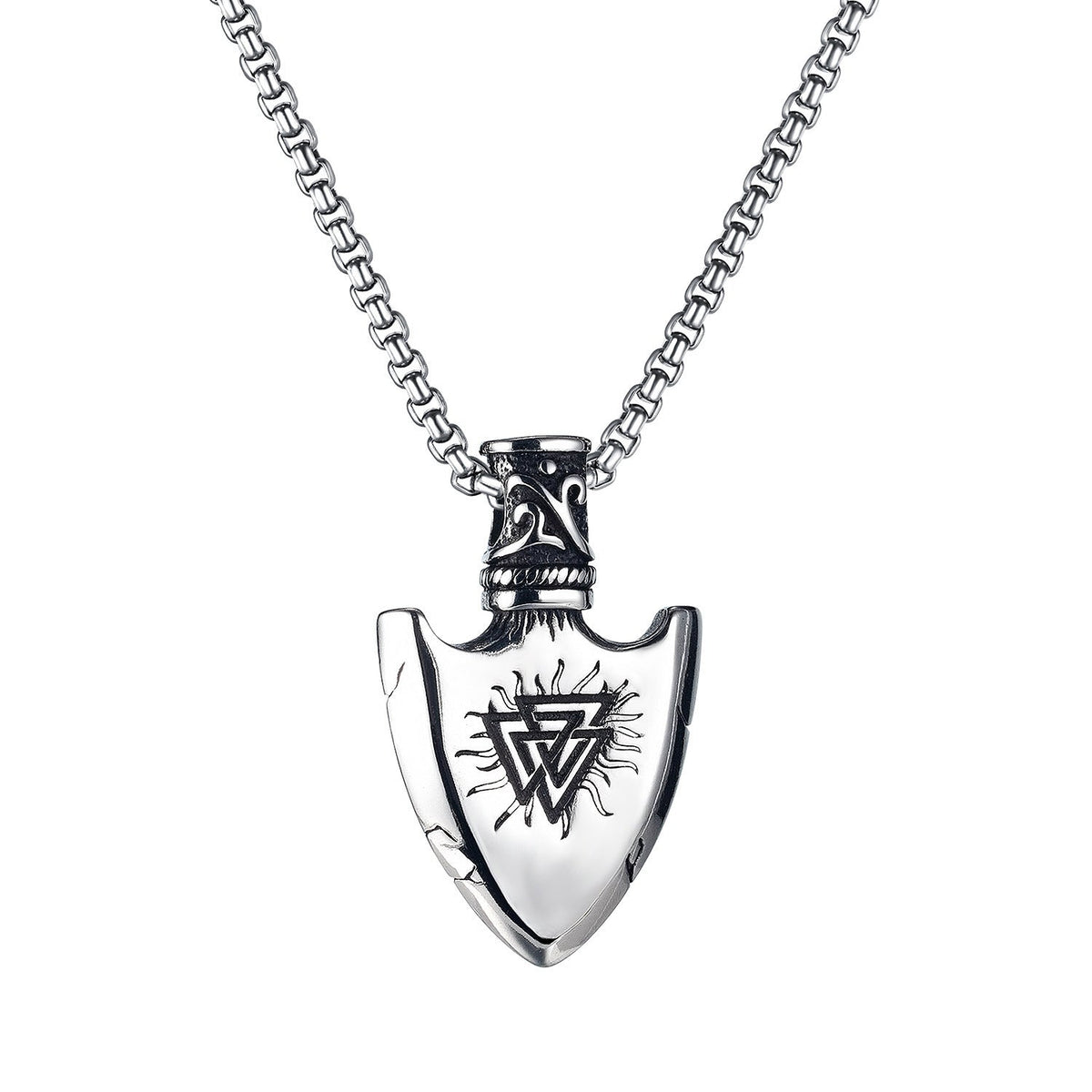 European Stainless Steel Shield Pendant