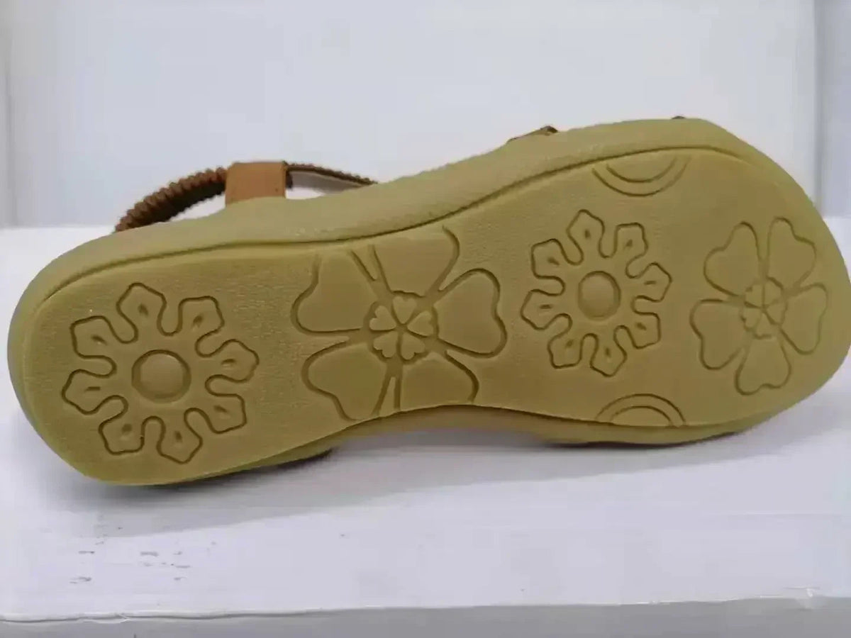 Rhinestone Flower Sandals - Beach Comfort Flats | Femstylo