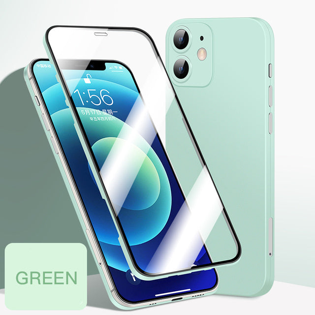 Compatible Apple Tempered Glass Full Cover Case