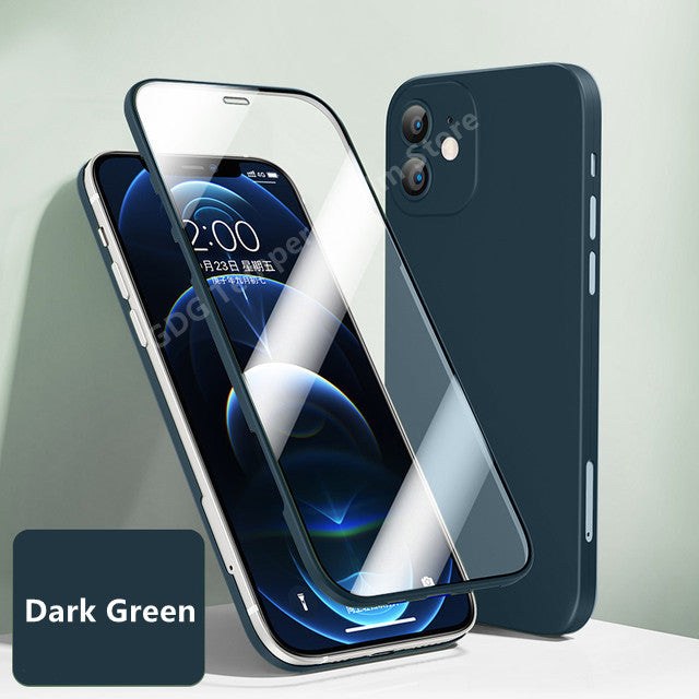 Compatible Apple Tempered Glass Full Cover Case