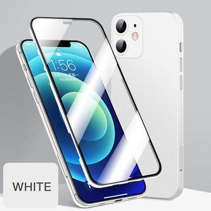 Compatible Apple Tempered Glass Full Cover Case