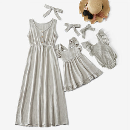 Family Look Mother Daughter Matching Dresses Mommy and Me Clothes Mom Mum &amp; Baby Women Girls Toddlers Dress Outfits Cheap Price