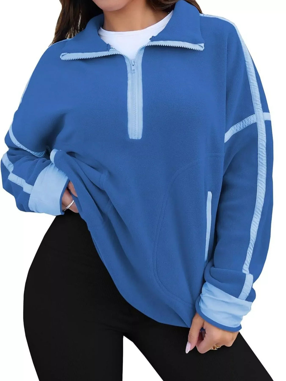 Half Zip Dropped Shoulder Sweatshirt