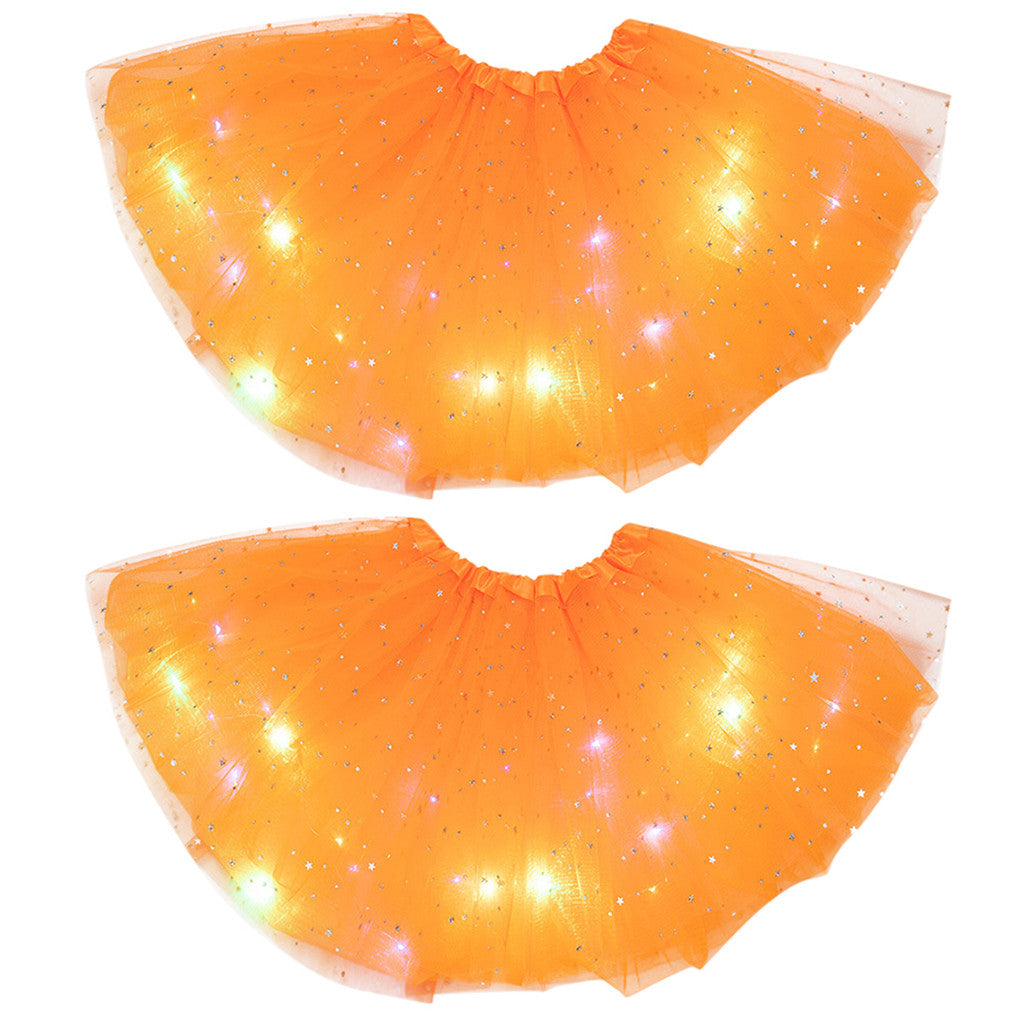 Magical &amp; Luminous  LED Princess Halloween Tutu Skirt Sequins Shiny Skirt