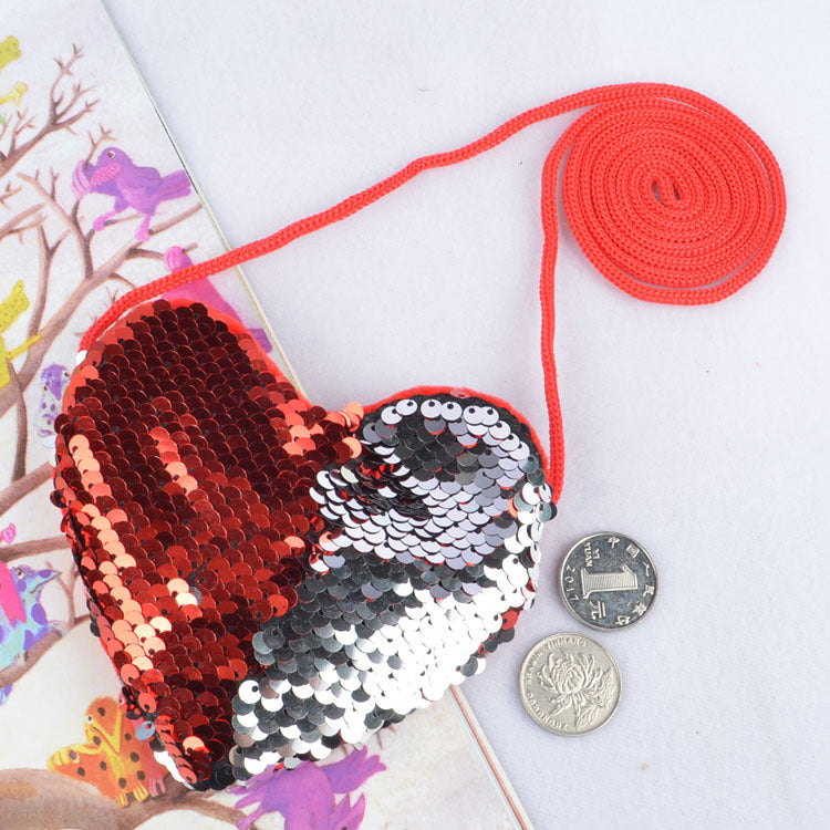 Sequined lanyard bag love children&