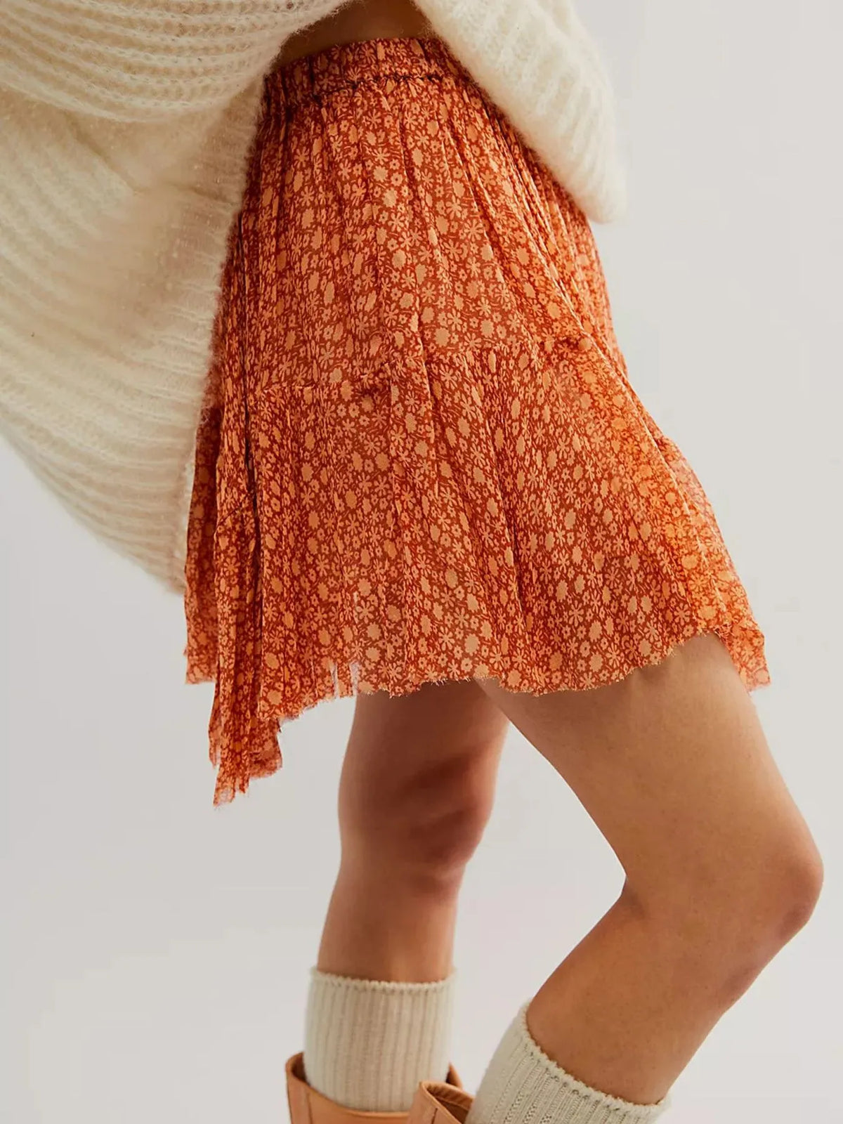 Floral Print Mini Skirt