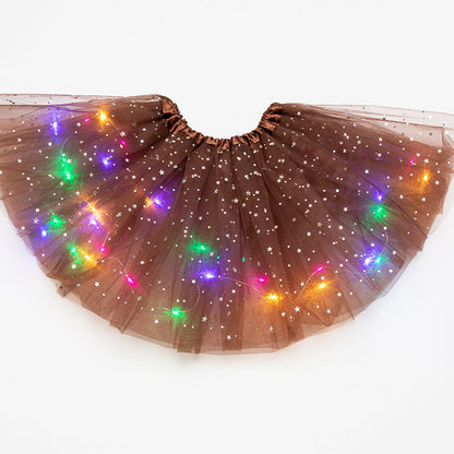 Magical &amp; Luminous  LED Princess Halloween Tutu Skirt Sequins Shiny Skirt