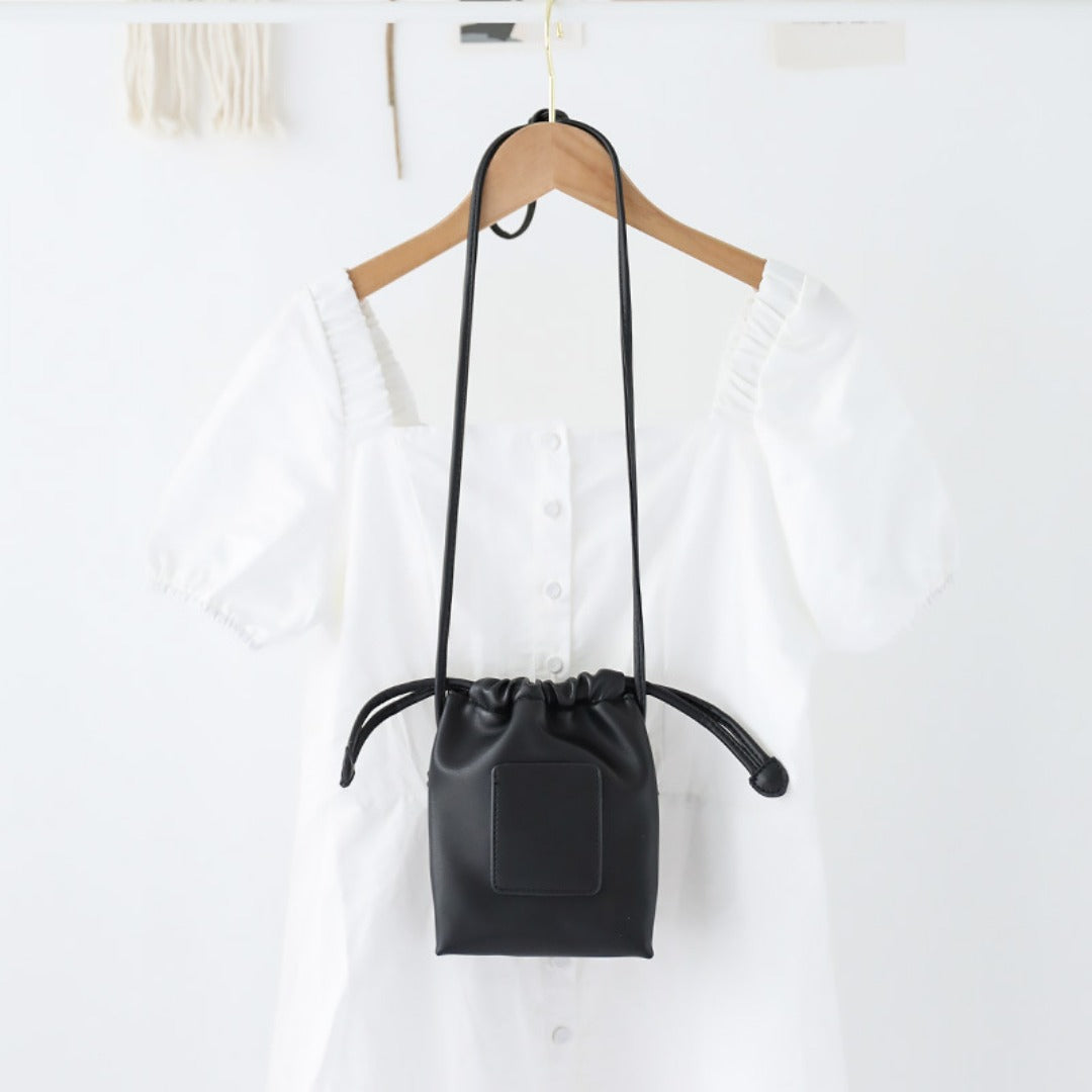 Soft PU Cute Mini Mobile Phone Bag - Fashionable Pleated Shoulder Women&