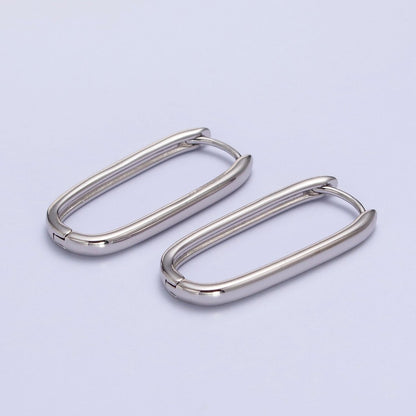 16K, 24K, 18K Gold Filled Oblong Rectangular Huggie Hoops Earring | AD-304 AD-305 AD-306